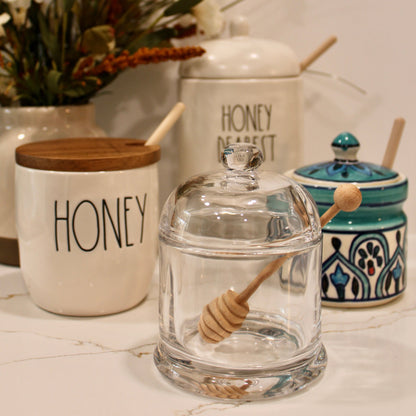 Smooth Glass Honey Pot